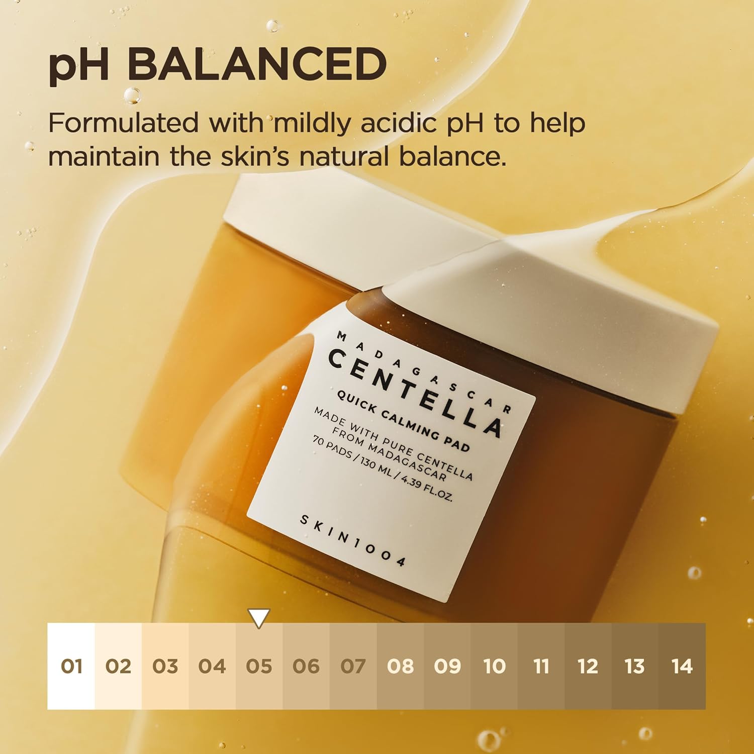 SKIN1004 Madagascar Centella Quick Calming Pad 70ea, 130ml, Quick Calming Effects Soothing for Sensitive Skin